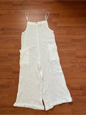 Rip Curl White cotton double wave gauze Wide-Leg Jumpsuit